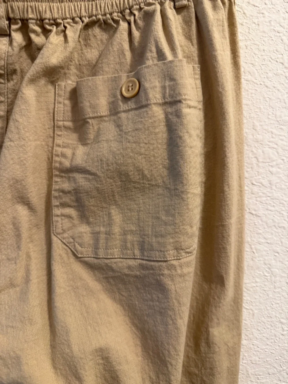 ✨ Sail Wind Khaki Linen Blend Coastal Drawstring Pants 34x30 ✨
